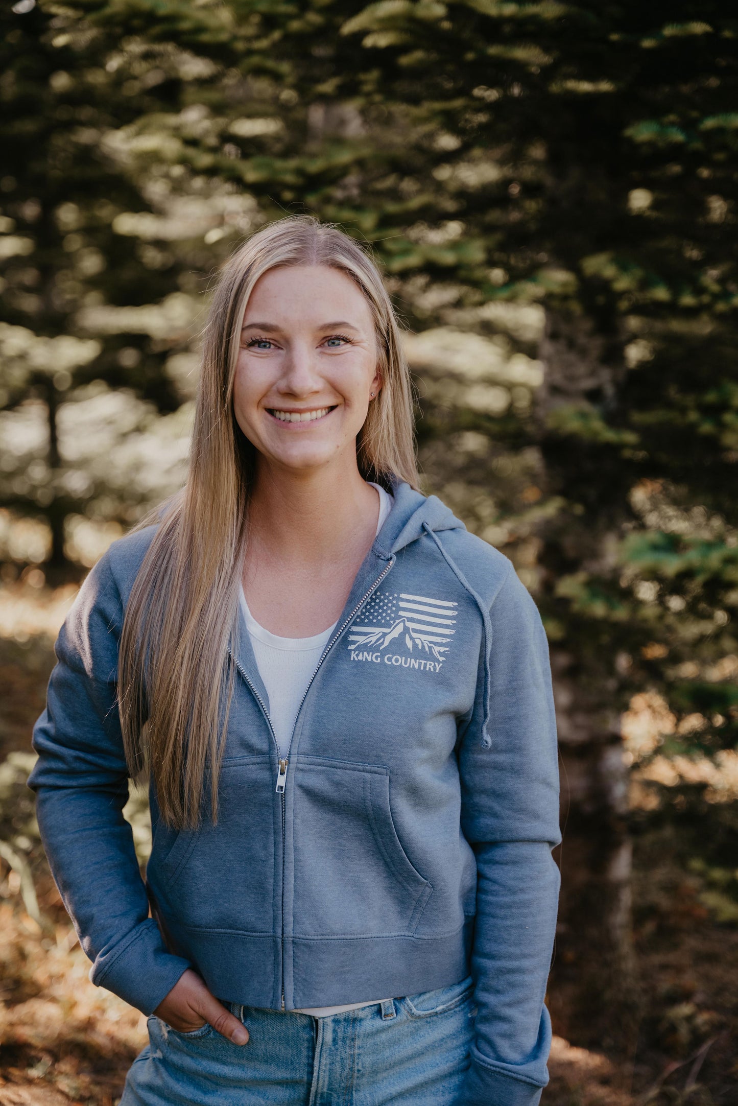 Heather Blue Crop Full Zip