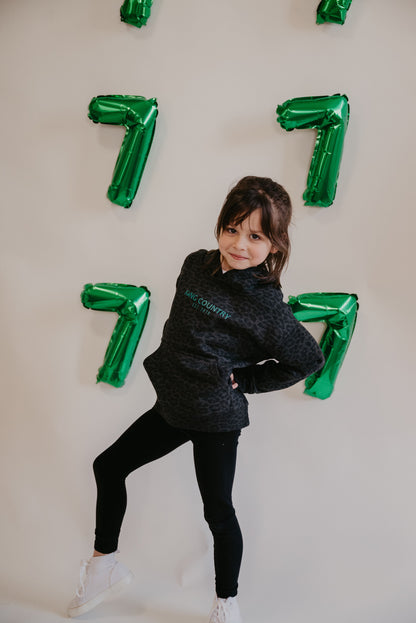 Kids Black Leopard Hoodie